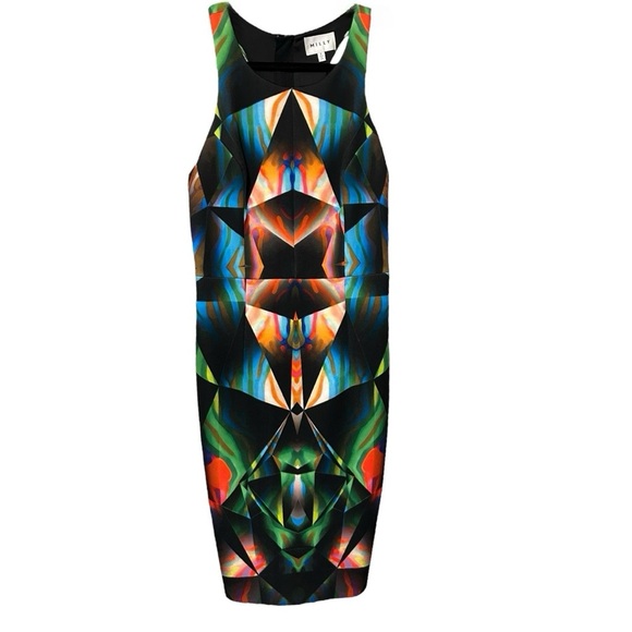 Milly Prism Geometric Print Size 2 Racerback Sheath Dress - Picture 2 of 3